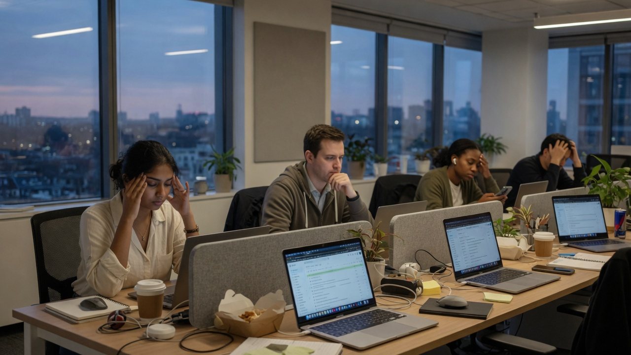 Young employees experiencing workplace burnout and disengagement